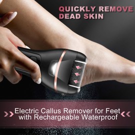 OTAZWA Electric Callus Remover for Feet, Rechargeable Portable Electronic Foot File Pedicure Kit, Waterproof Foot Scrubber File, Professional Pedicure Tools, Foot Care for Dead Skin Ideal Gift, 3 Rollers