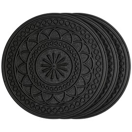 HF by LT Rubber Estate Garden Stepping Stone, 11-3/4 inches, Black, Set of 3