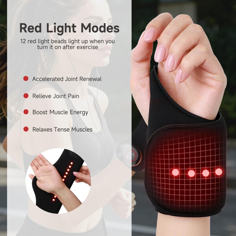 Ms.W Hand Massager, Wrist Massager with Heated Vibrating Red Light,