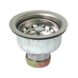 Highcraft 9753 Kitchen Sink (3-1/2 Inch) Stainless Steel Drain Assembly with Strainer Basket and Rubber Stopper Long Extended Shank (3-3/4 Inch)