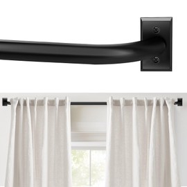Blackout Curtain Rod, Adjustable Extra Long Drapery Rod for Windows 66 to 184 Inches(5.5-15.3Ft), Wrap Around Heavy Duty Curtain Rods, French Return Room Darkening Curtain Rod, Matte Black