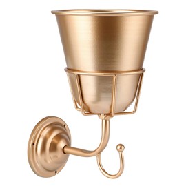 Vintage Wall Mounted Vase, Vintage Wall Vase for Brass Flowers,Multi-Function Hanging Organizer with Hook Decorative Dried Flower Vase Rack for Artificial Plants Home Bathroom Decoration (Rosy)