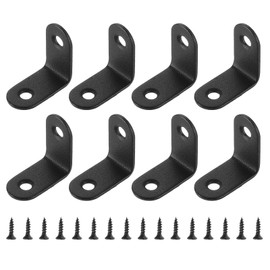 sourcing map 8Pcs L-Shaped Brackets Corner Brace, 1.18"x1.18"x0.63" Corner Bracket Shelf Bracket Right Angle Brackets for Wood Shelves Furniture (30x30x16mm, Black)