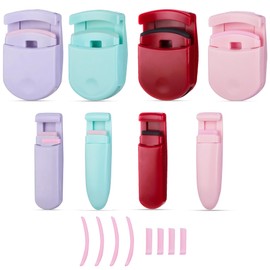 [2 Pack] Eyelash Curler with 8 Extra Lash Pads - Travel Eyelashcurler for All Eyes Shapes - Less Eyelash Damage with Our Compact and Portable Lashes Curlers - Professional Travel Makeup Tools