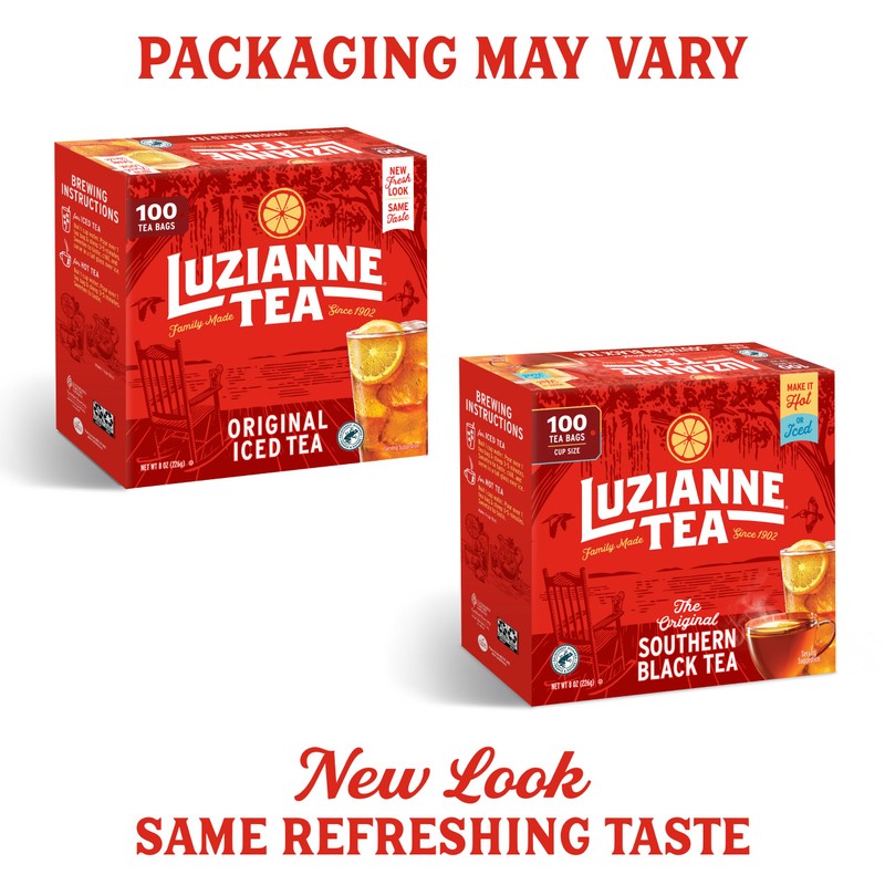 Luzianne Unsweetened Iced Tea Bags, Family Size, 100ct Box (Pack