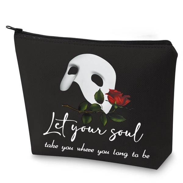 WZMPA Broadway Musical Theater Cosmetic Makeup Bag The Phantom Fans Gift Let Your Soul Take You Where You Long To Be Musical Zipper Pouch For Women Girls, Let Your Soul, Fit