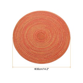 sourcing map 6pcs Round Braided Placemats 14" Non-Slip Round Table Mats for Dining Tables Washable Heat Insulation Woven Placemats Indoor Outdoor for Family Holiday Dinner, Orange