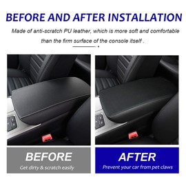 DEYTOP Center Console Cover for Ford Fusion 2017-2020 Accessories Car Armrest Cover for Ford Fusion 2017 Accessories Anti-Scratch Leather Armrest Protector (Black with White Stitches)