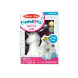 Melissa & Doug Created by Me! Decorate-Your-Own Unicorn Bank Craft Kit with 6 Pots of Paint, Glitter Glue, Paintbrush