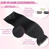 POGINJA Clip in Hair Extensions Real Human Hair, Remy Human
