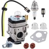 Carburetor Kit Fits for Harbor Freight 52CC 2HP Predator Earth Auger 63022, and Various Tools, with Gasket, Primer bulbs, Spark plug and Fuel Line Kit