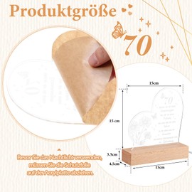 Fiada Birthday Wife Man Birthday Gifts for 70 Acrylic Night Light with Engraving 70th Birthday for Wife Mum Friends Husband Mother Gift Ideas