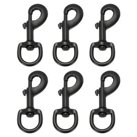 PATIKIL 6Pcs Flag Swivel Snap Clips, 3.2 Inch Heavy Duty Alloy Flag Pole Snaps Hooks Stainless Flagpole Accessories for Rope Hardware Key Chain Leash Leather Craft, Black