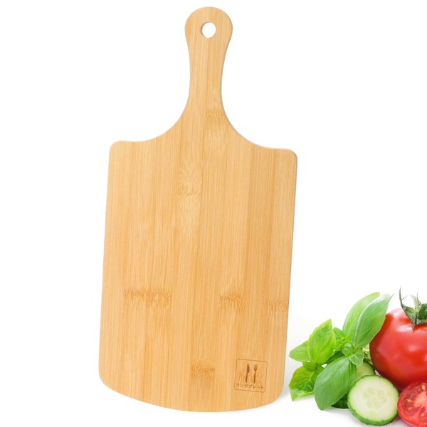 HANKEY Natural Bamboo Cutting Board with Stand Pizza Kitchen Board Round Cutting Board Antibacterial (Square, 7.1 x 14.2 inches (18 x 36 cm)