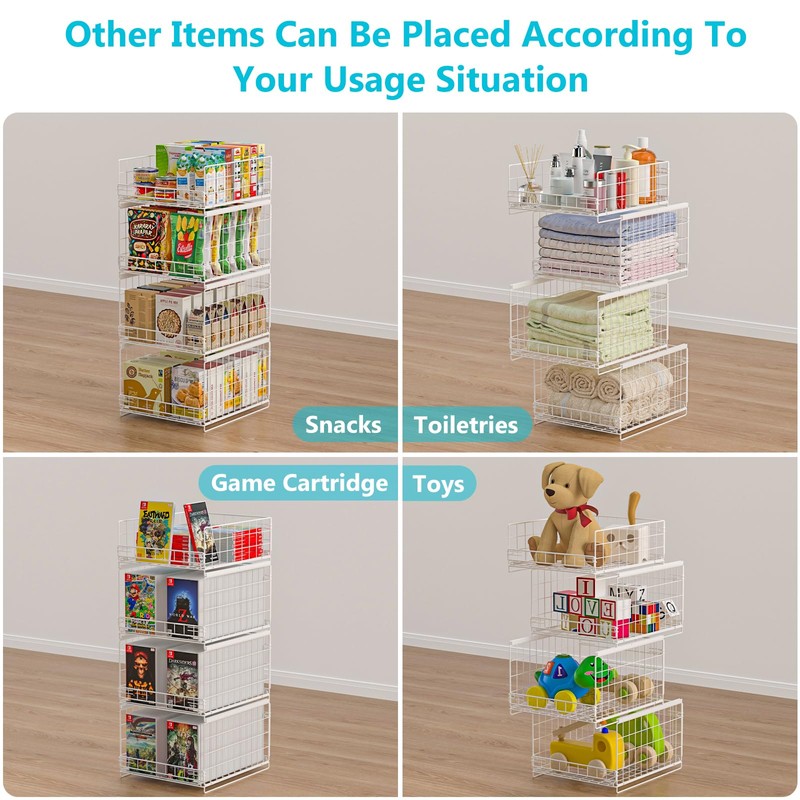 Hongtamoya 4-Tier Stackable Closet Organizers and Storage Shelves, Sliding Storage