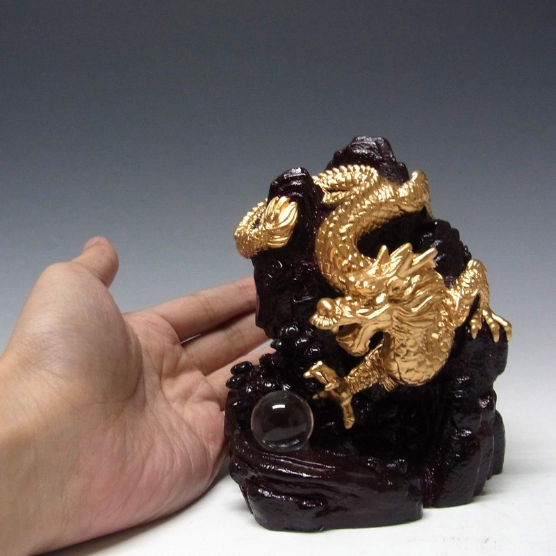 風水山水龍 金龍下山（小）13cm 置物