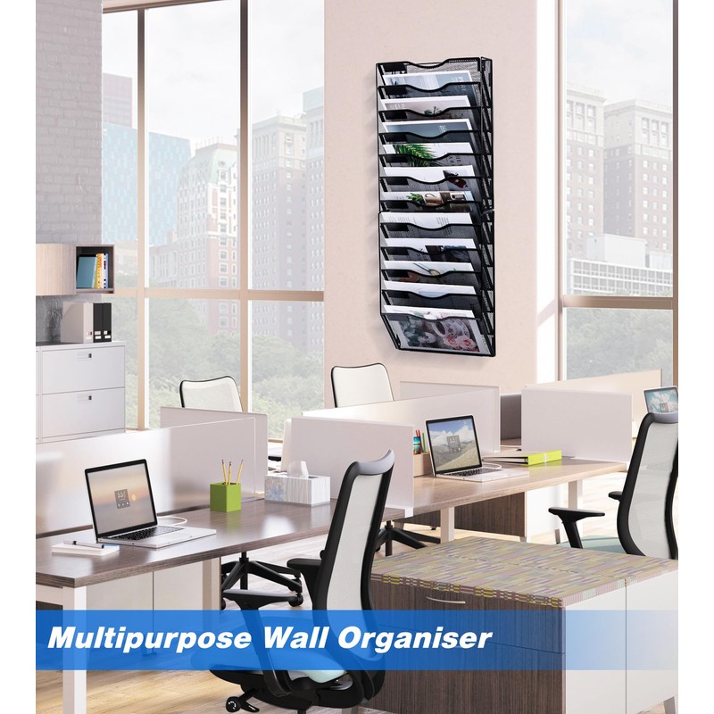 Solinxe Wall File Holder, 12 Pockets Hanging File Folder, Paper