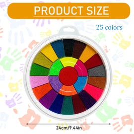 YALiya Ink Pad Colourful, Ink Pad Fingerprint 25 Colours, Ink Pad Children, Washable Non-Toxic Finger Stamp Ink for Paper Crafts, Fabric Painting, School, Creative Activities