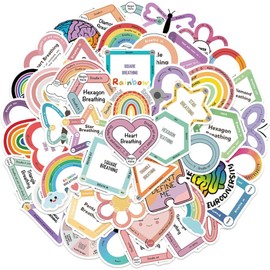 50Pcs Breath Calm Anxiety Sensory Stickers Waterproof Vinyl Decals for Bike Water Bottles Laptop Bicycle Refrigerator Cup Luggage Computer Mobile Phone Skateboard