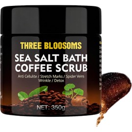 "Three Bloosoms "Exfoliante de café, 350 g Exfoliante anticelulítico, antienvejecimiento y exfoliante para hombres y mujeres, Exfoliante corporal orgánico Regalo de Navidad para hombres y mujeres