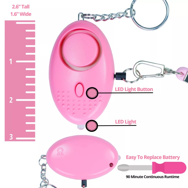 Personal Alarm for protection PINK w/soft Leather pull Pin and