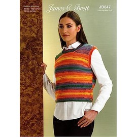 James Brett Womens Double Knit Knitting Pattern Ladies Button Detail Slipover (JB847)