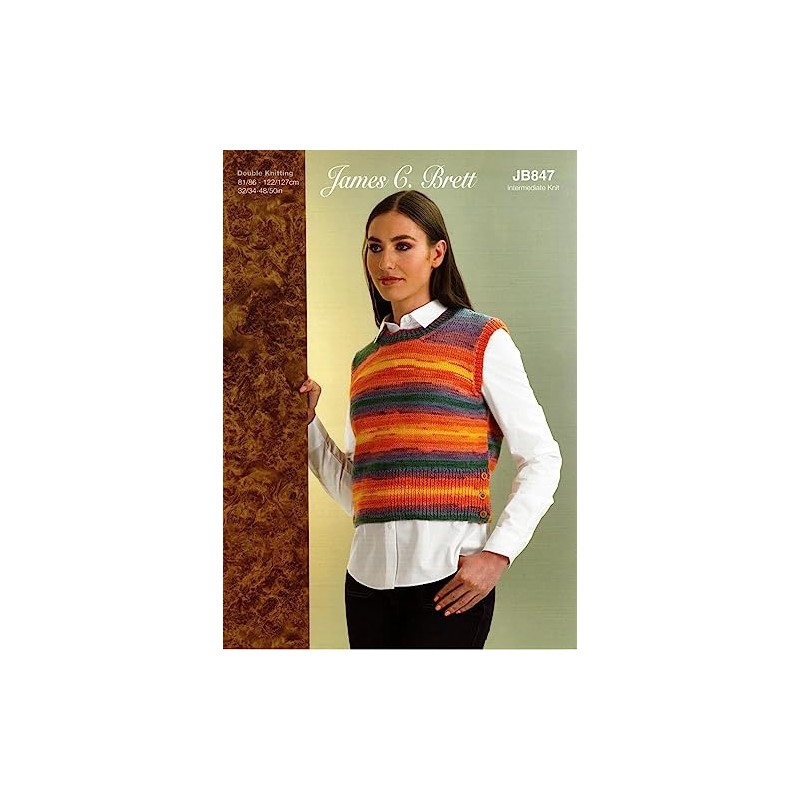 James Brett Womens Double Knit Knitting Pattern Ladies Button Detail