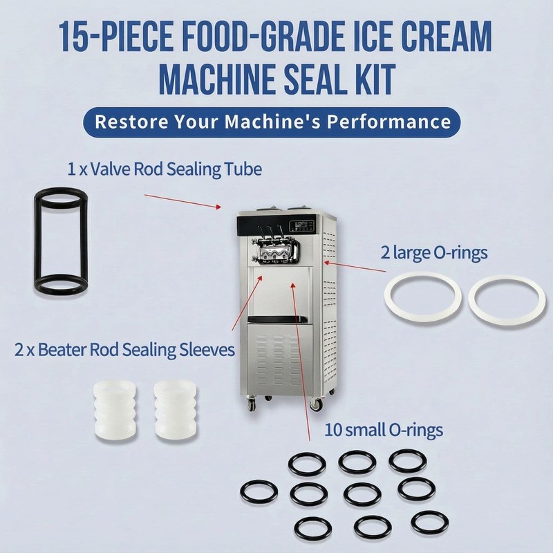 FixoTech Soft Serve Ice Cream Machine Parts, 15-Piece Replacement Kit