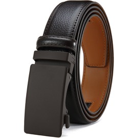 DOOPAI Men's Leather Ratchet Belt - Adjustable Slide Brown Belt for Dress and Casual, Trim to Fit, Gift-Ready with Stylish Buckle (35mm)