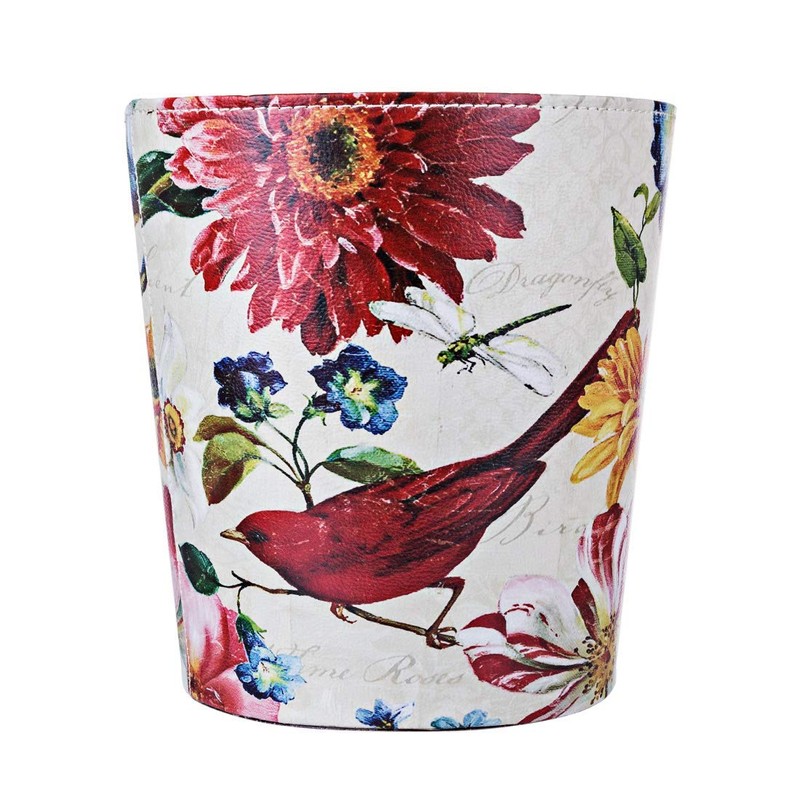 Scakbyer Leather Trash Can, Retro Decorative Waste Basket, 10L Capacity