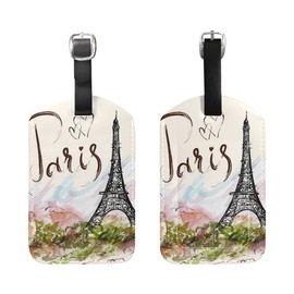 Cooper girl Hand Drawn Paris Eiffel Tower Luggage Tag Travel ID Label Leather for Baggage Suitcase