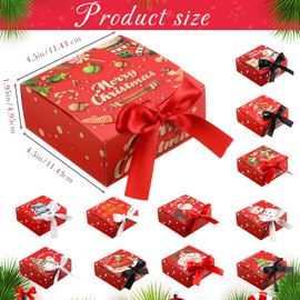 Cholemy 36 Pcs Christmas Kraft Gift Boxes with Lids Bulk Small Gift Boxes for Christmas Presents with Bow Empty Bridesmaid Boxes for Xmas Proposal Holiday Gift Packaging (Red,Christmas Wreath)