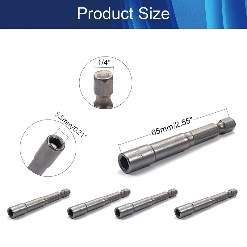 Utoolmart 1/4 Driver 5.5mm Hex Shank Socket Wrench Screw Magnetic
