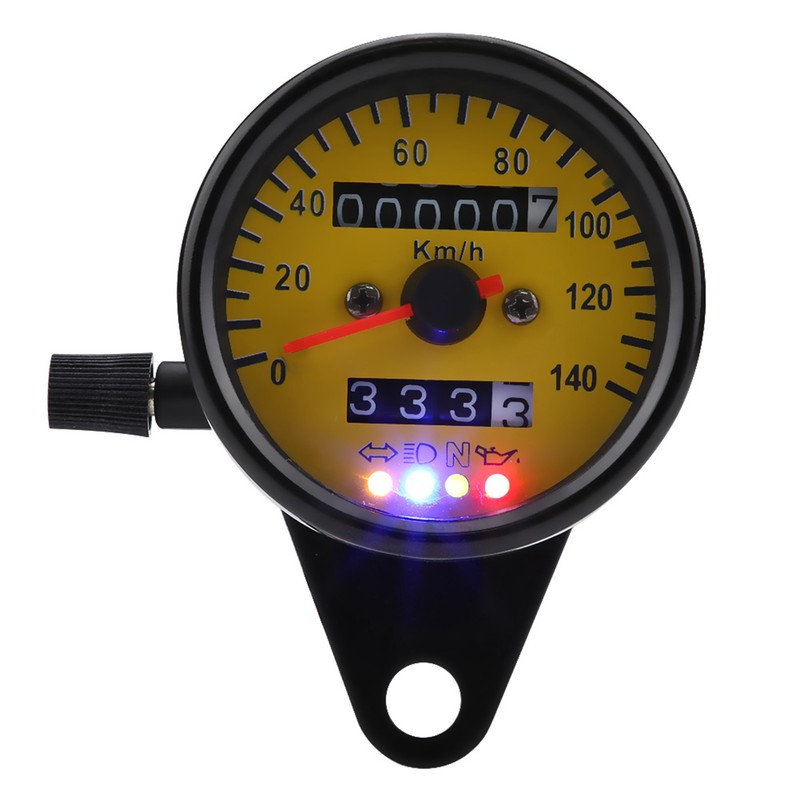 60mm Motorcycle Odometer Speedometer Gauge with Indicator Black