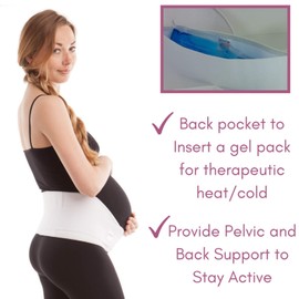 GABRIALLA Elastic Maternity Support Belt, Prevent Lower Back Pain and Stretch Marks, Soft/Lightweight/Breathable Pregnancy Belly Band, Best Belly Band for Running and Exercising Moms, MS-96 W X-Large, White
