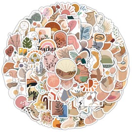 100pcs Small Size Bohemian Stickers, Vinyl Waterproof Vintage Art Aesthetic Boho Sticker Packs for Mobile Phones Skateboards Stationery Journals, Abstract Drawing Decals for Teens