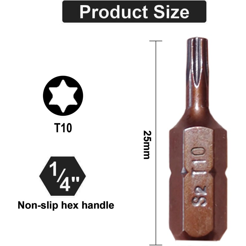 BAKESHU T10 Bit x 30 Pieces, Torx Bit T10 1/4