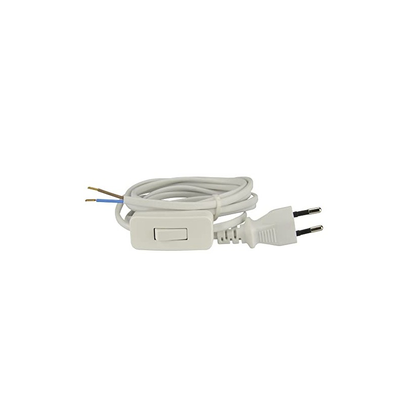 Unitec Euro-Zuleitung mit Schnurschalter weiss 2m