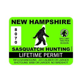 RDW New Hampshire Sasquatch Hunting Permit - Color Sticker - Decal - Die Cut - Size: 16.00" x 12.00"