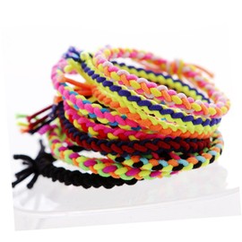 Baluue 20pcs Fluorescent Hair Ponytail Holders Stretch Hair Ring Tie for Women Girls Elastic Ribs Colorful Spiral Ties Random Color