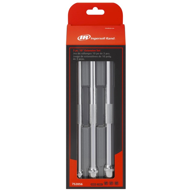 Ingersoll Rand 3-Piece Extension Bar Set with Storage Tray, 10-Inch