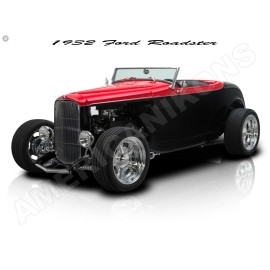 1932 Ford Roadster Hot Rod New Metal Sign: Fully Restored