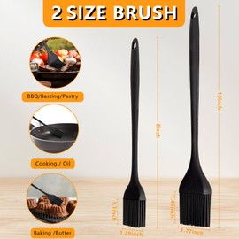 TRADYX Silicone Basting Pastry Brush, Silicone Basting Brush For Cooking Heat Resistant and One-Pieces Design, BPA-Free, Brushes Spread Oil Butter Sauce Marinades for, brush egg (2 piece) (Black)