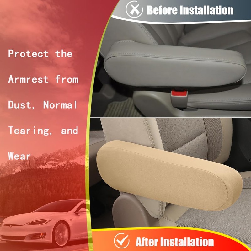 Smeyta 2PC Car Front Seat Armrest Covers,Universal Size Seat Arm
