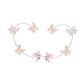 1 Pair Glitter Butterfly Cuff Earrings Zirconia Crystal No Piercing Fake Adjustable Ear Cuff Clip Wrap Around for Women Wrap Crawler Jewelry-Light Pink