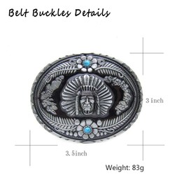 MUSVIKY Vintage Indian Elements Turquoise Oval Belt Buckle Western Bohemia Buckles for Women Ladies Cowgirls