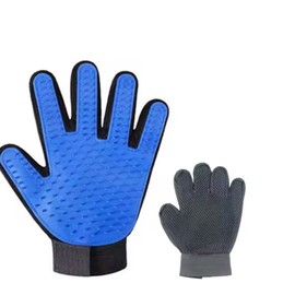 Pet Grooming Gloves for Dogs & Cats – Deshedding Brush Mitt & Multi-Functional Rubber Scrubber – Gentle Hair Remover for Long & Short Hair, Furniture & Sofa Cleaning – Right Hand, Blue