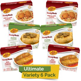 Kosher MRE Meat Meals Ready to Eat (6 Pack Ultimate Variety - Beef & Chicken) - Prepared Entree Fully Cooked, Shelf Stable Microwave Dinner – Travel, Military, Camping, Emergency Survival Protein Food