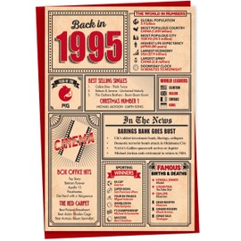 30th Birthday Card - Back in 1995 In This Year Card, Greeting Card for Men and Women, Birthday Cards for Women, Birthday Cards for Men, 30th Anniversary Card, 5x7