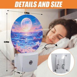 Sea Star Night Light,Sunset on The Beach Nightlight Plug into Wall LED Lamp Auto Sensor Dusk to Dawn for Bedrooms/Kitchens/Toilets/Corridors,Energy-Saving